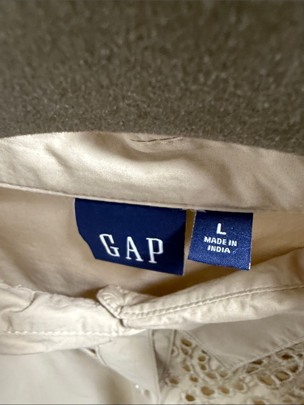 GAP Tan Eyelet Midi Shirt Dress - Picture 4 of 5